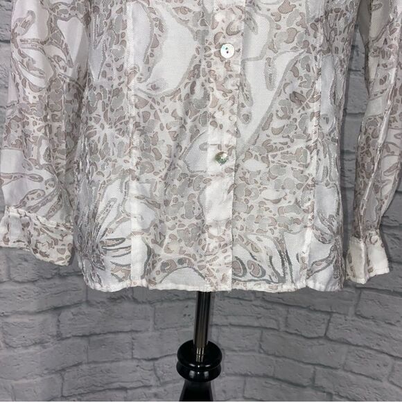 Alfred Dunner mock collar button up sheer/solid jacket sz 8 women - Picture 3 of 14